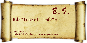 Bölcskei Irén névjegykártya